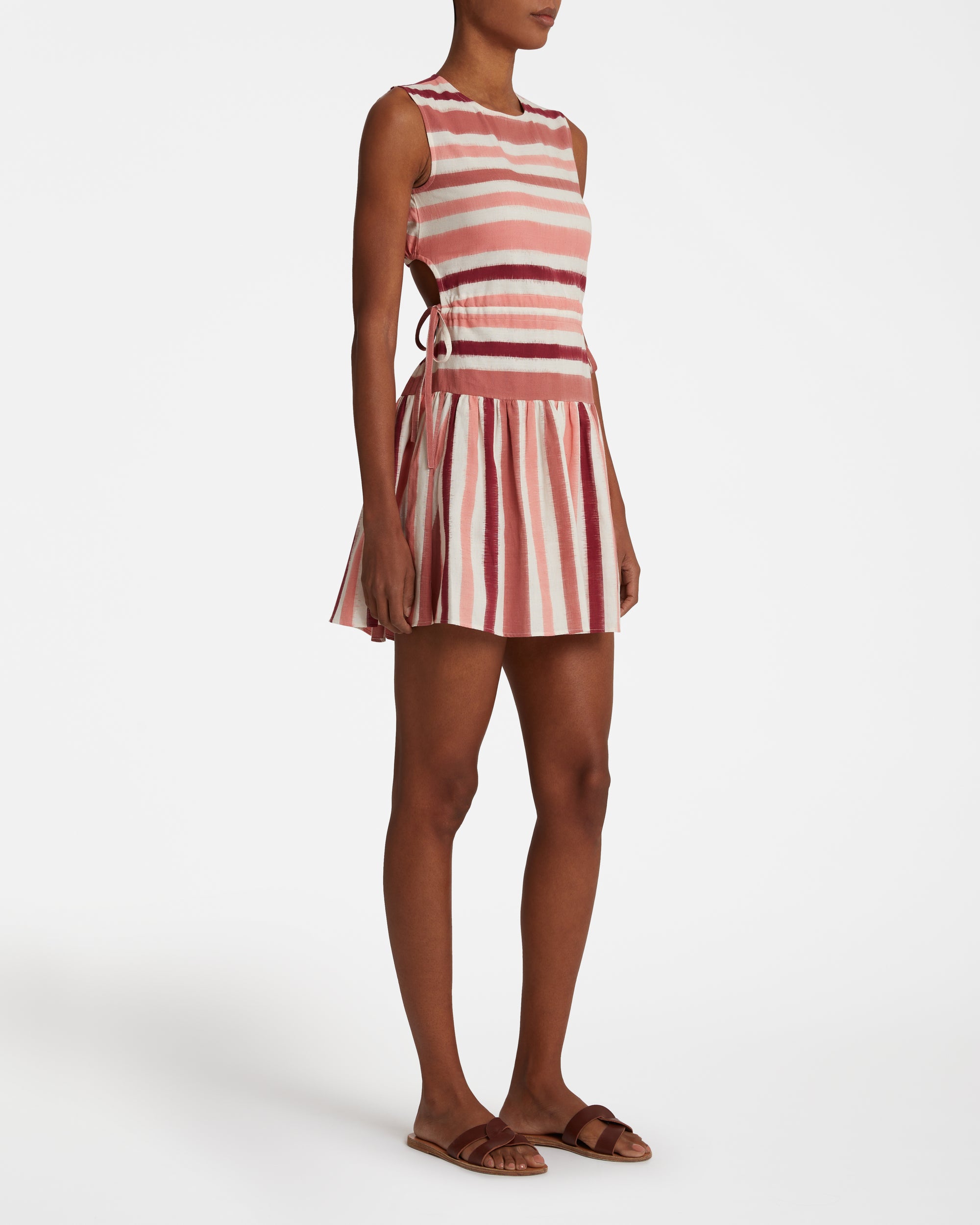 Robe courte à rayures - Pink