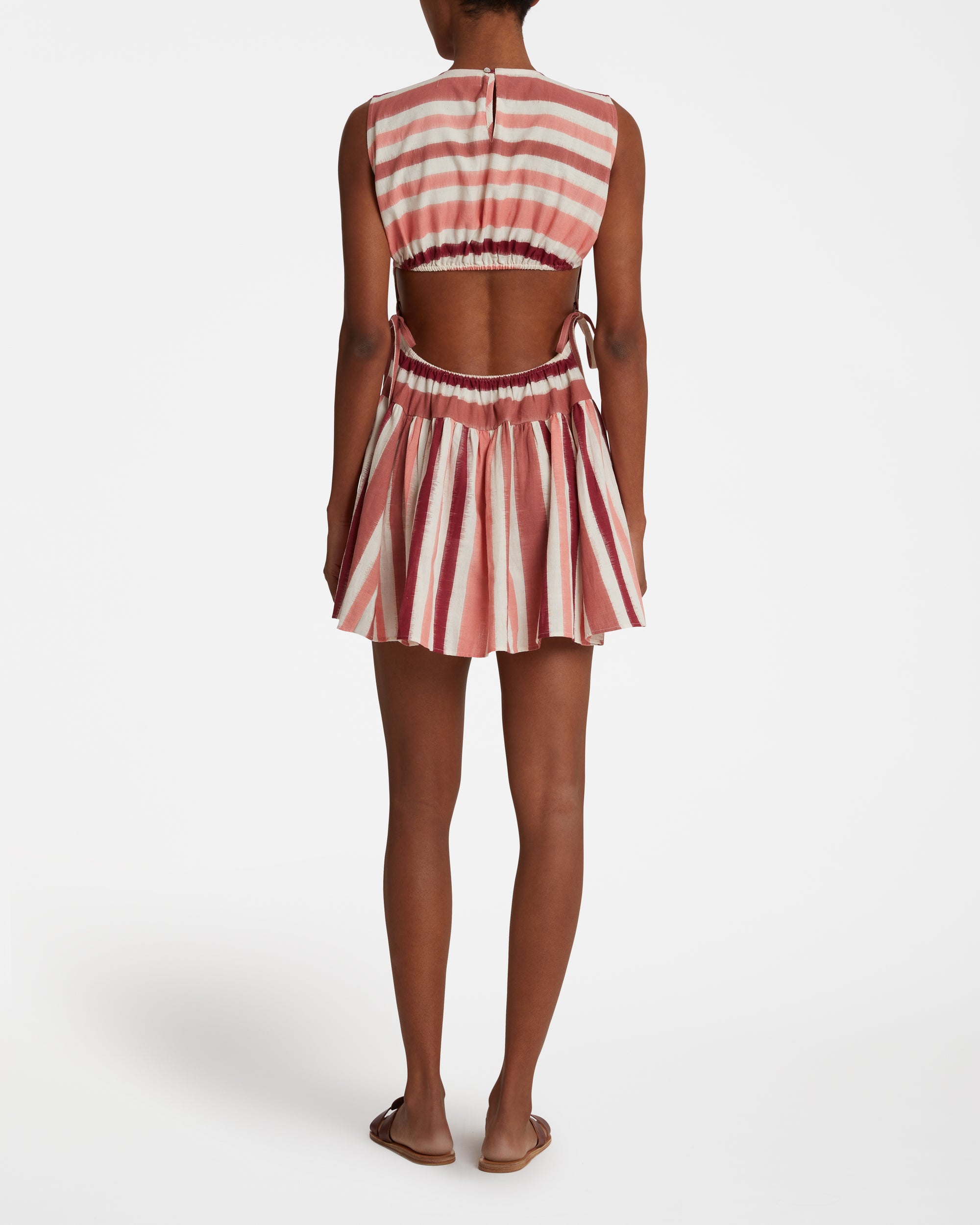 Robe courte à rayures - Pink