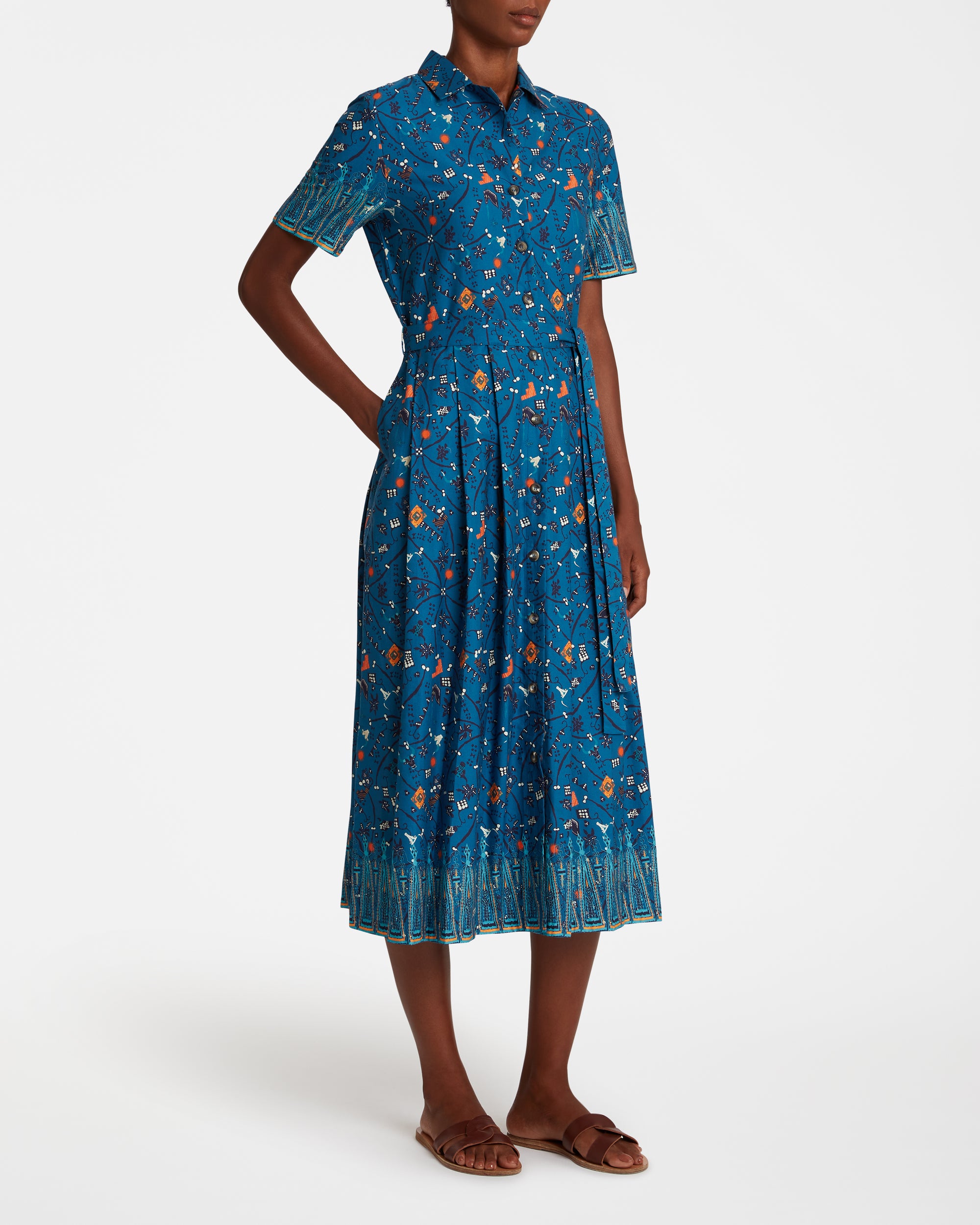 Button midi dress - Blue