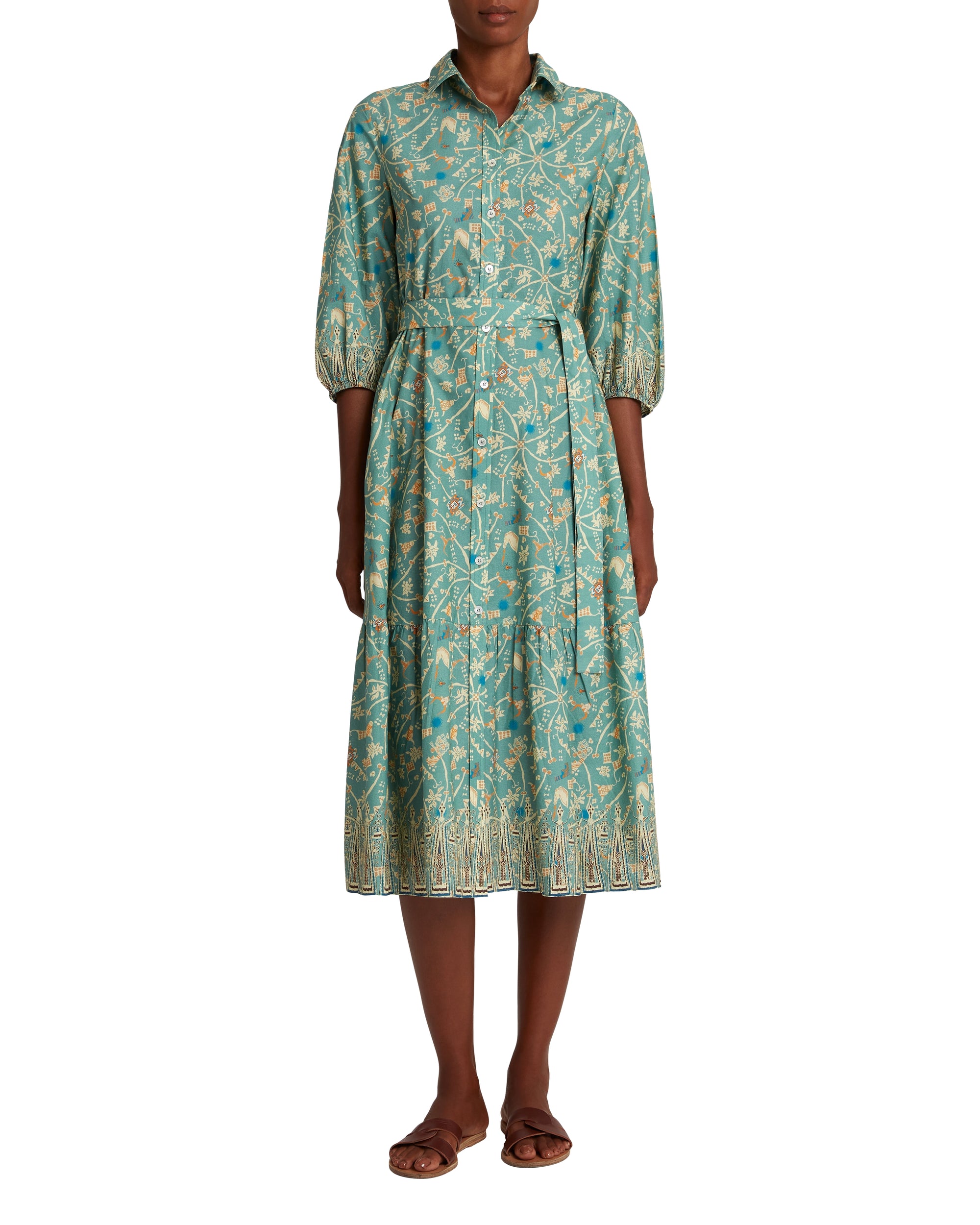 Robe midi à boutons - Teal
