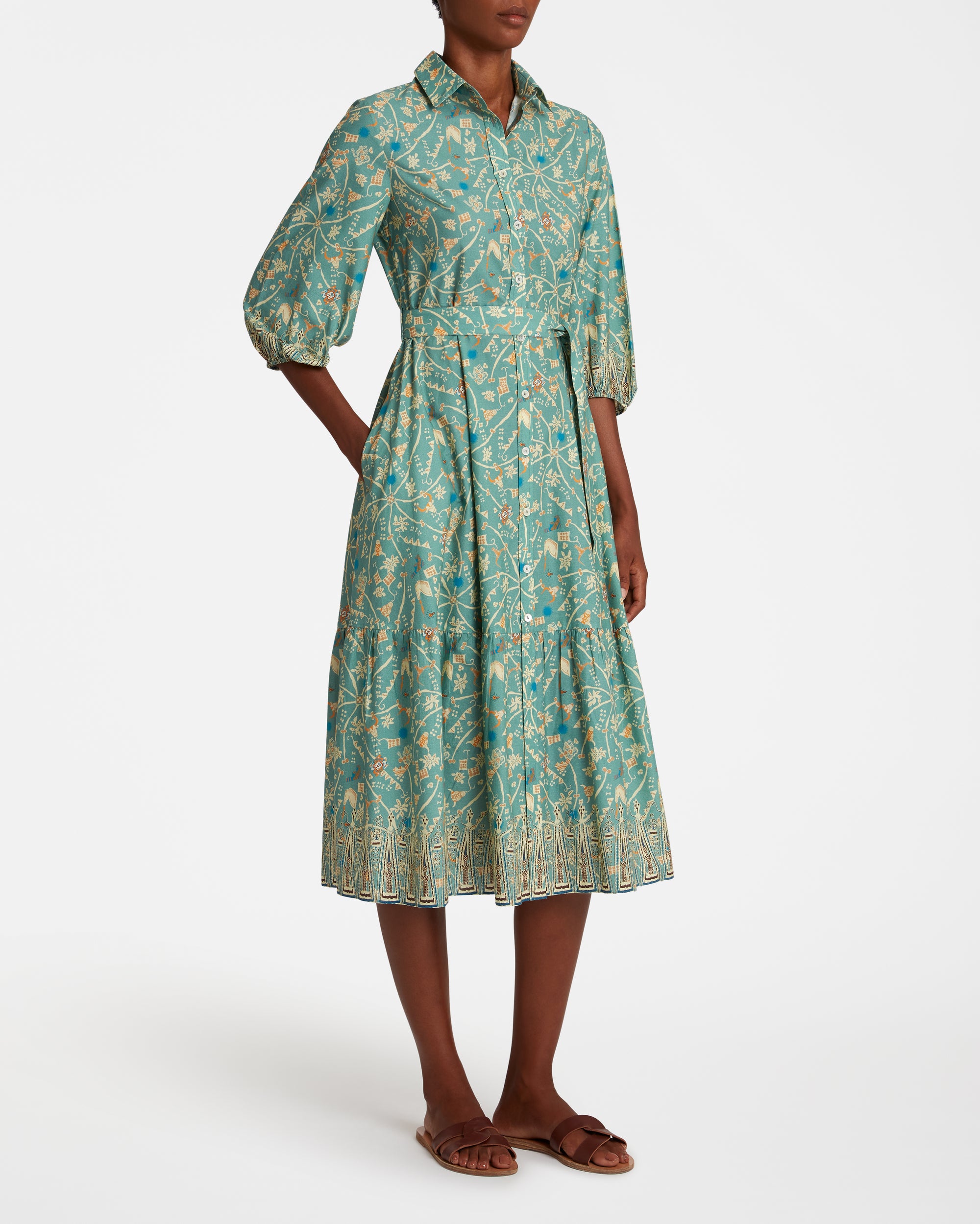 Robe midi à boutons - Teal