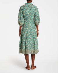 Robe midi à boutons - Teal