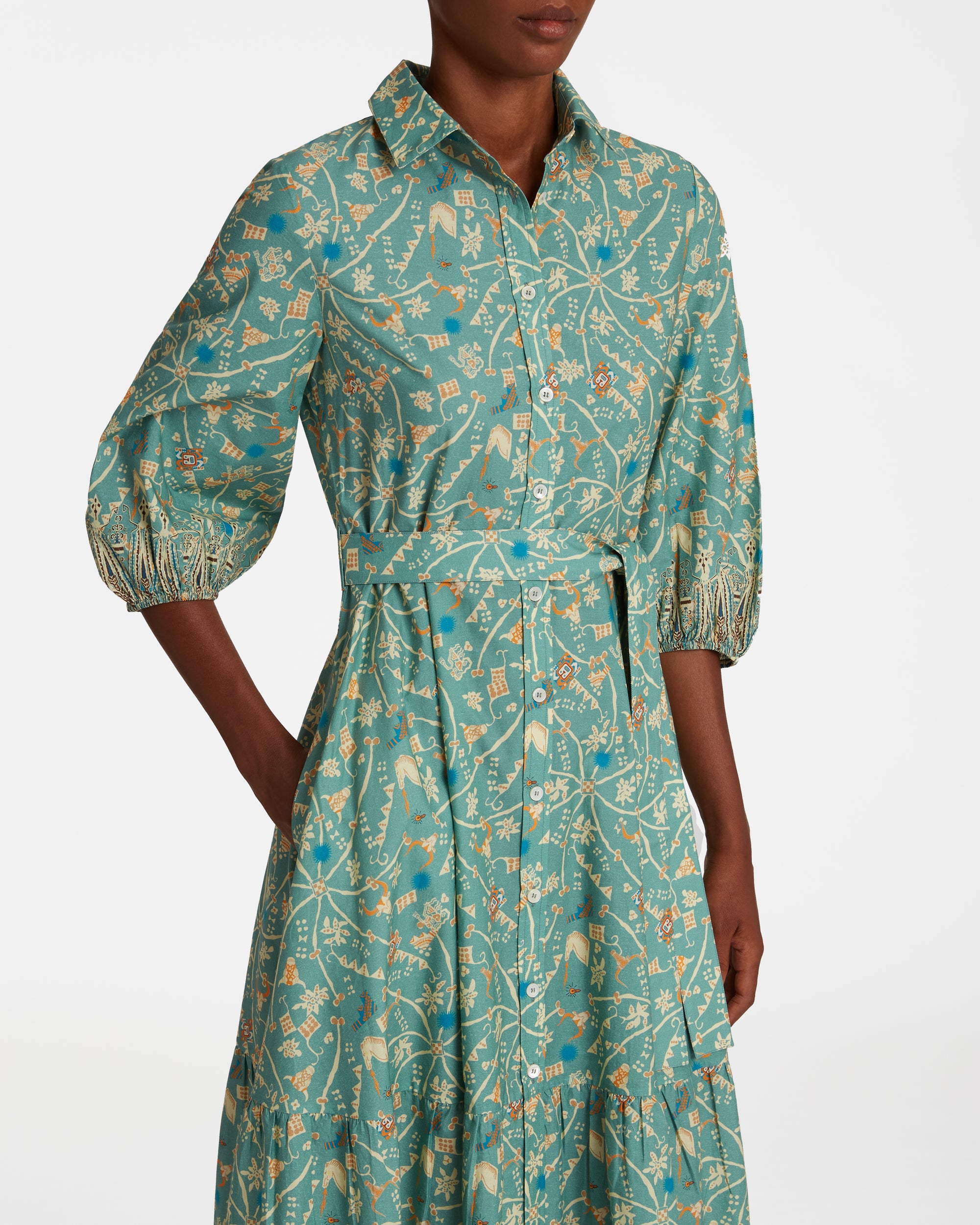 Robe midi à boutons - Teal