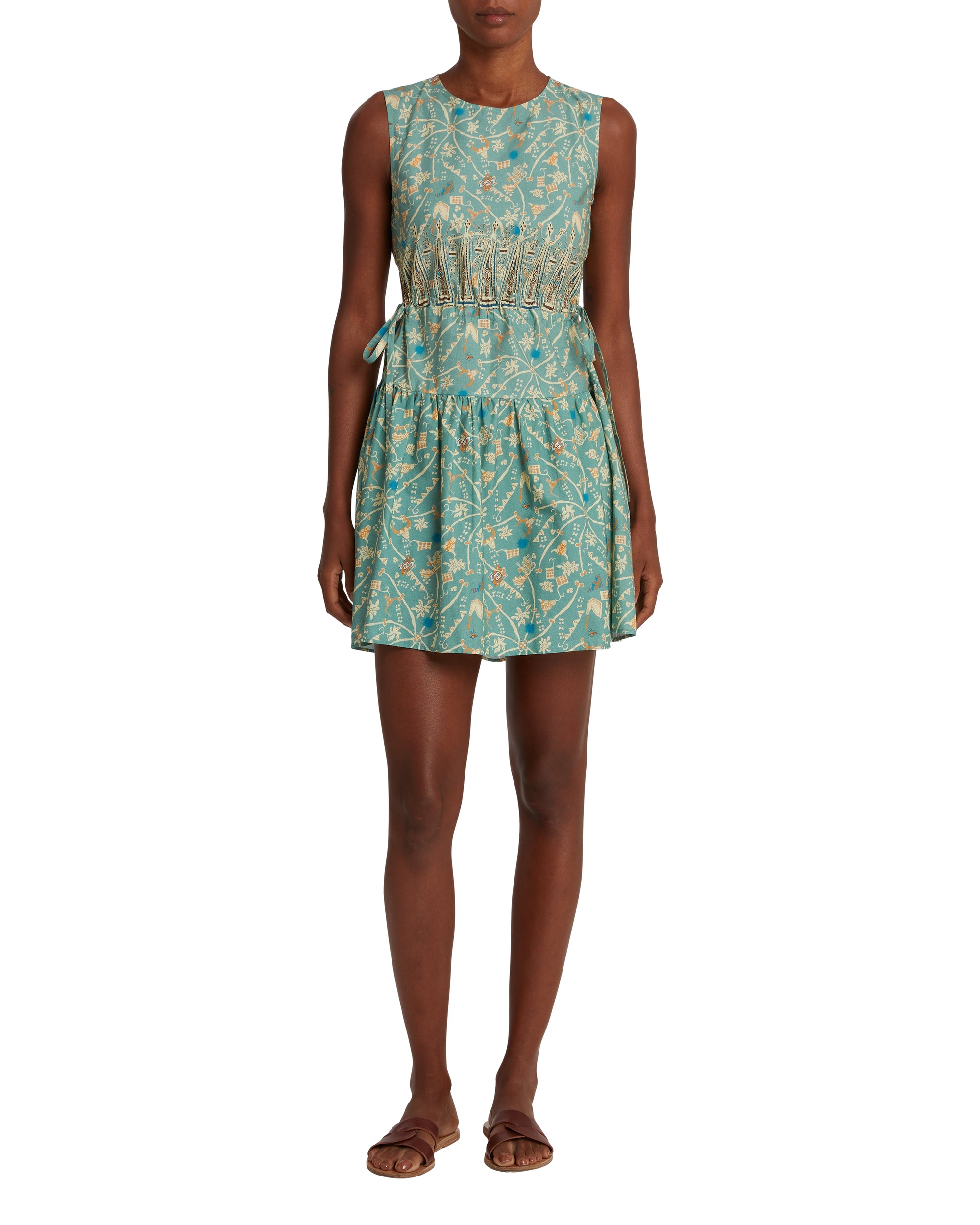 Printed short dress - Teal