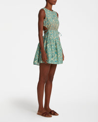 Printed short dress - Teal