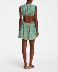 Printed short dress - Teal