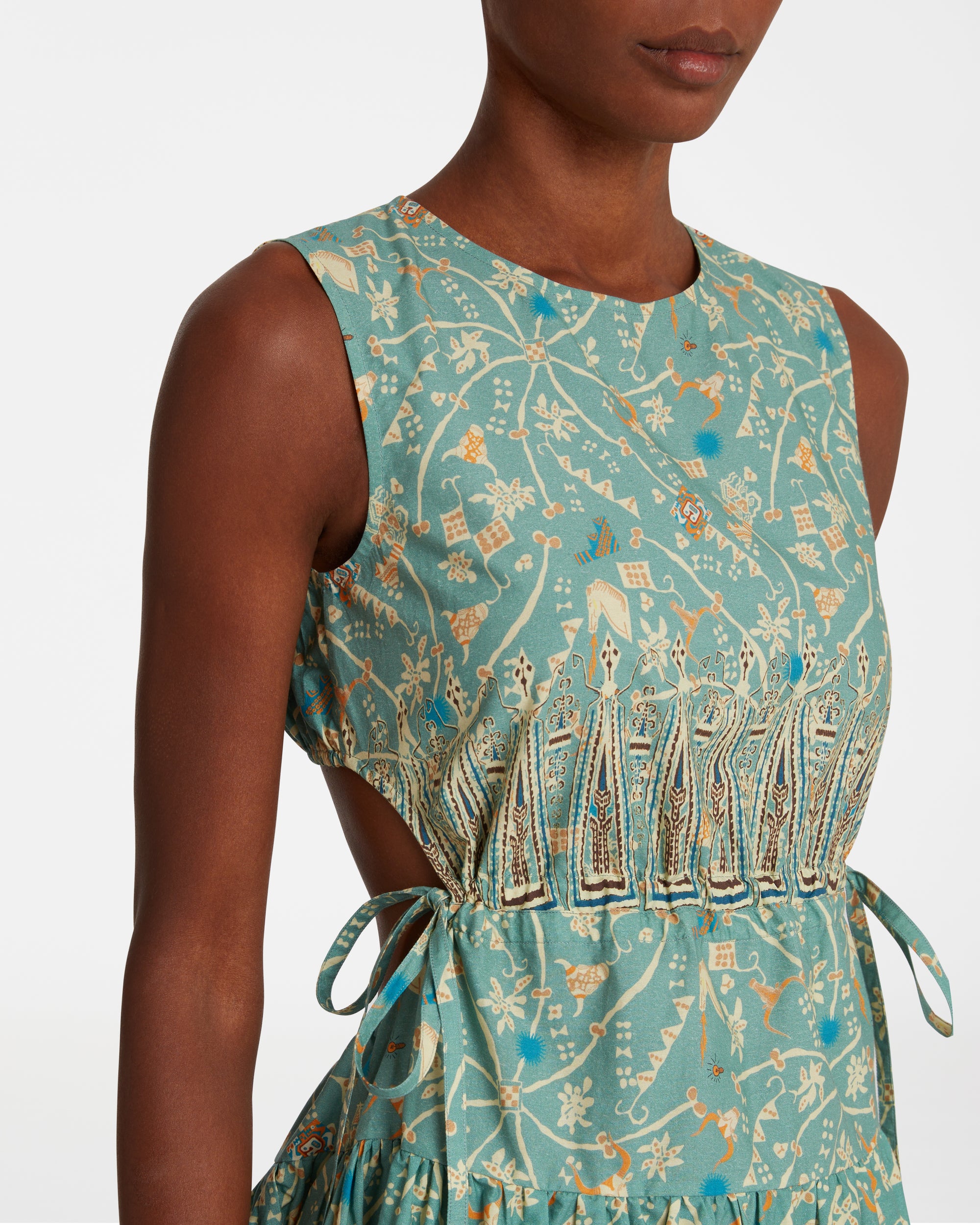 Printed short dress - Teal