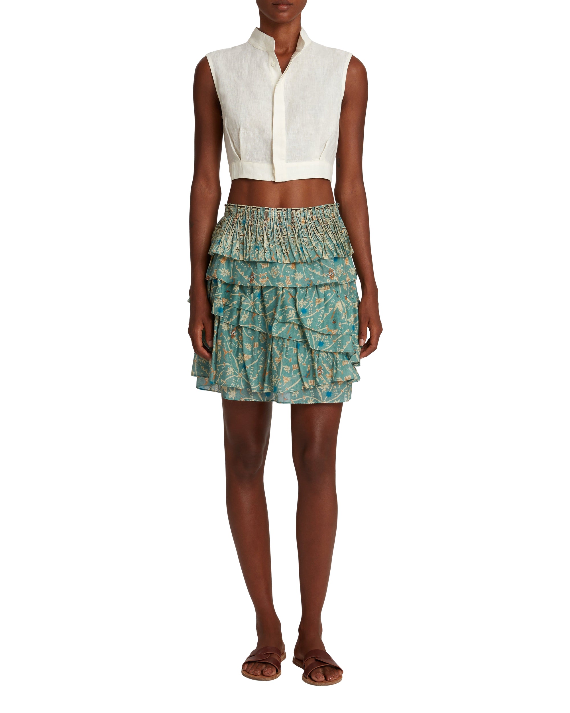 Printed short skirt - Teal