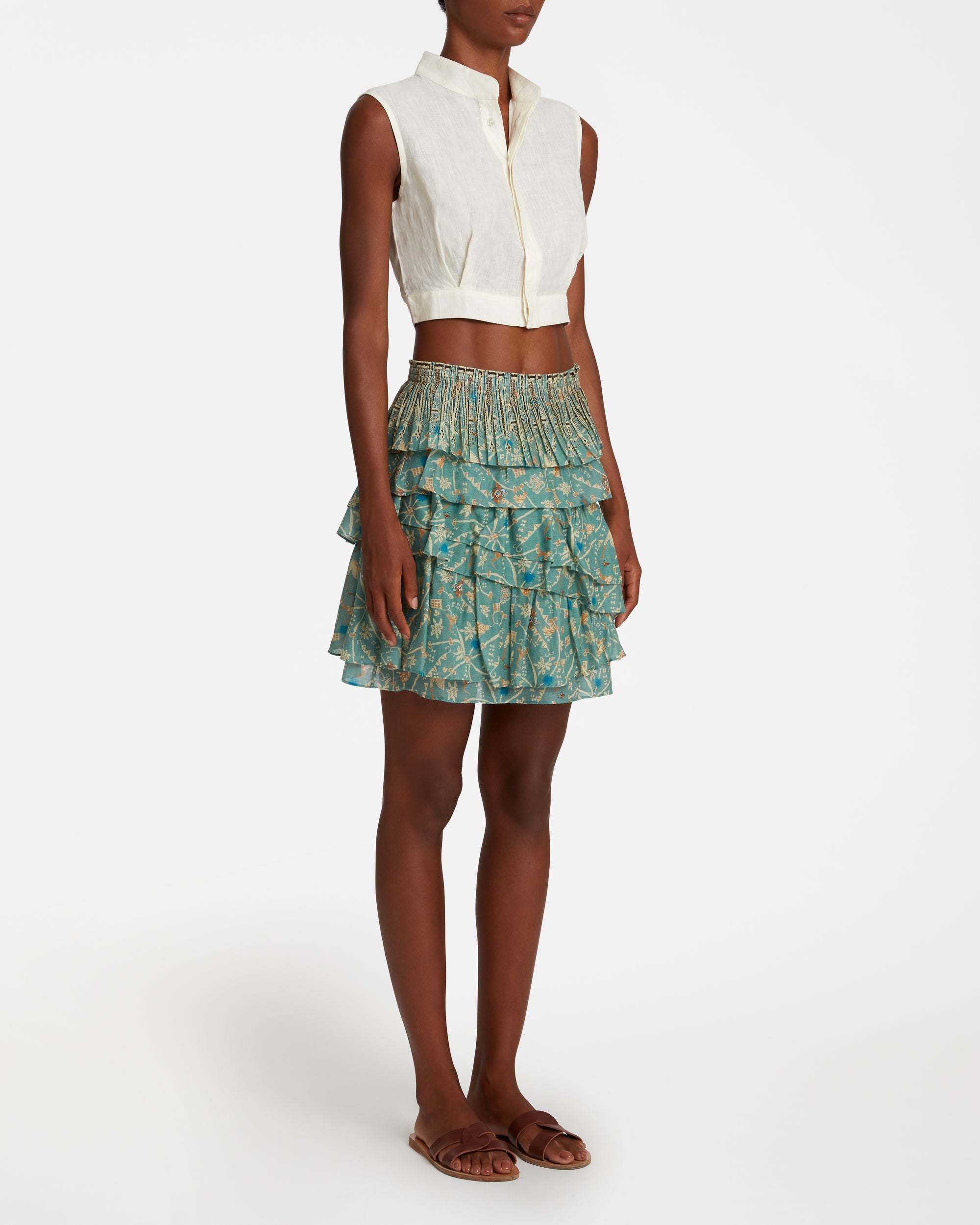 Printed short skirt - Teal