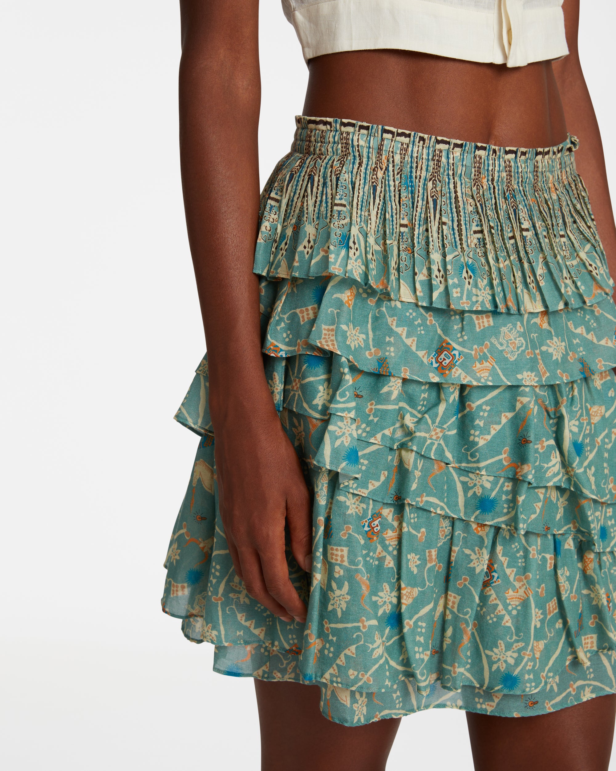 Printed short skirt - Teal