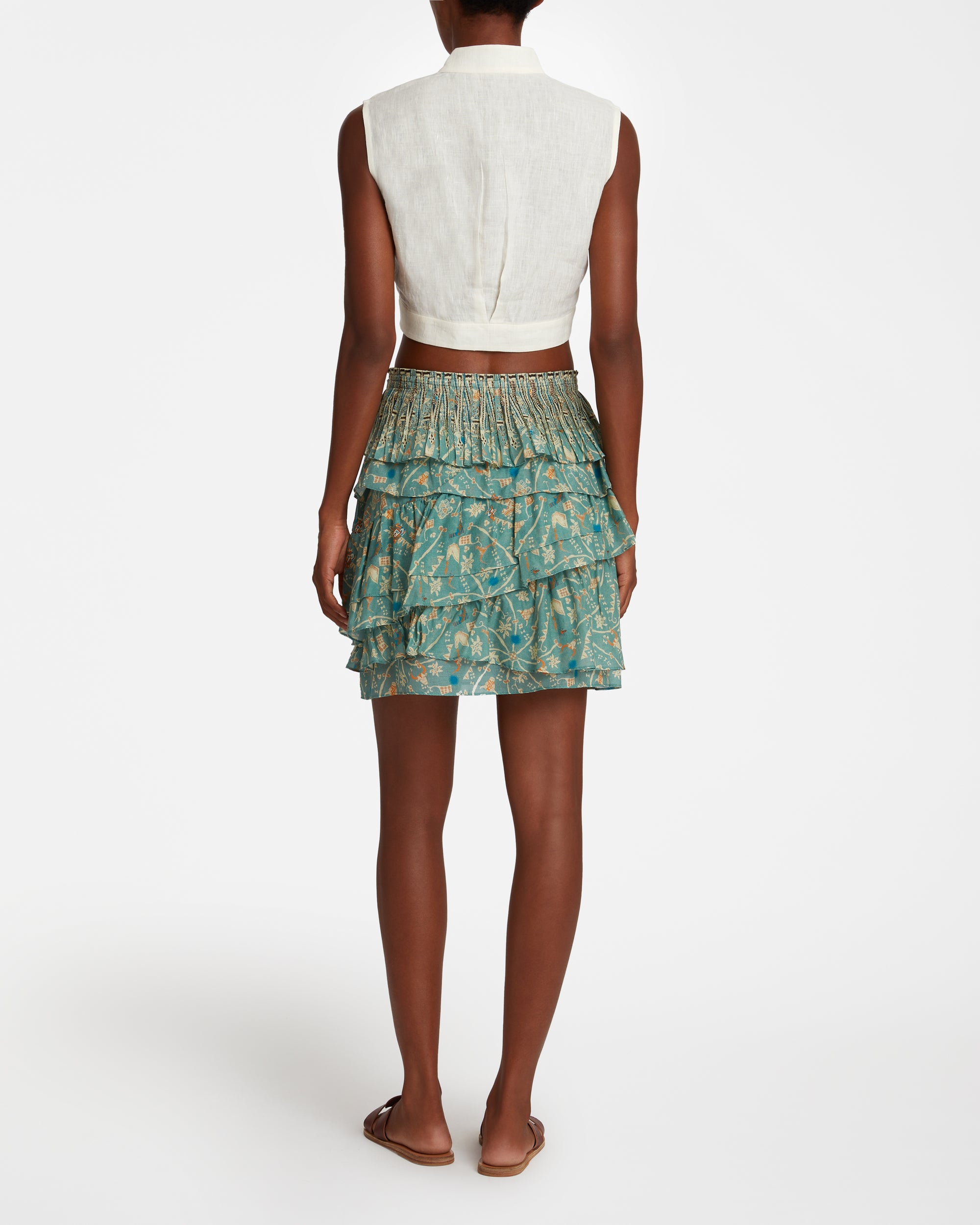 Printed short skirt - Teal