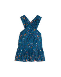 Draped cross-neck top - Blue