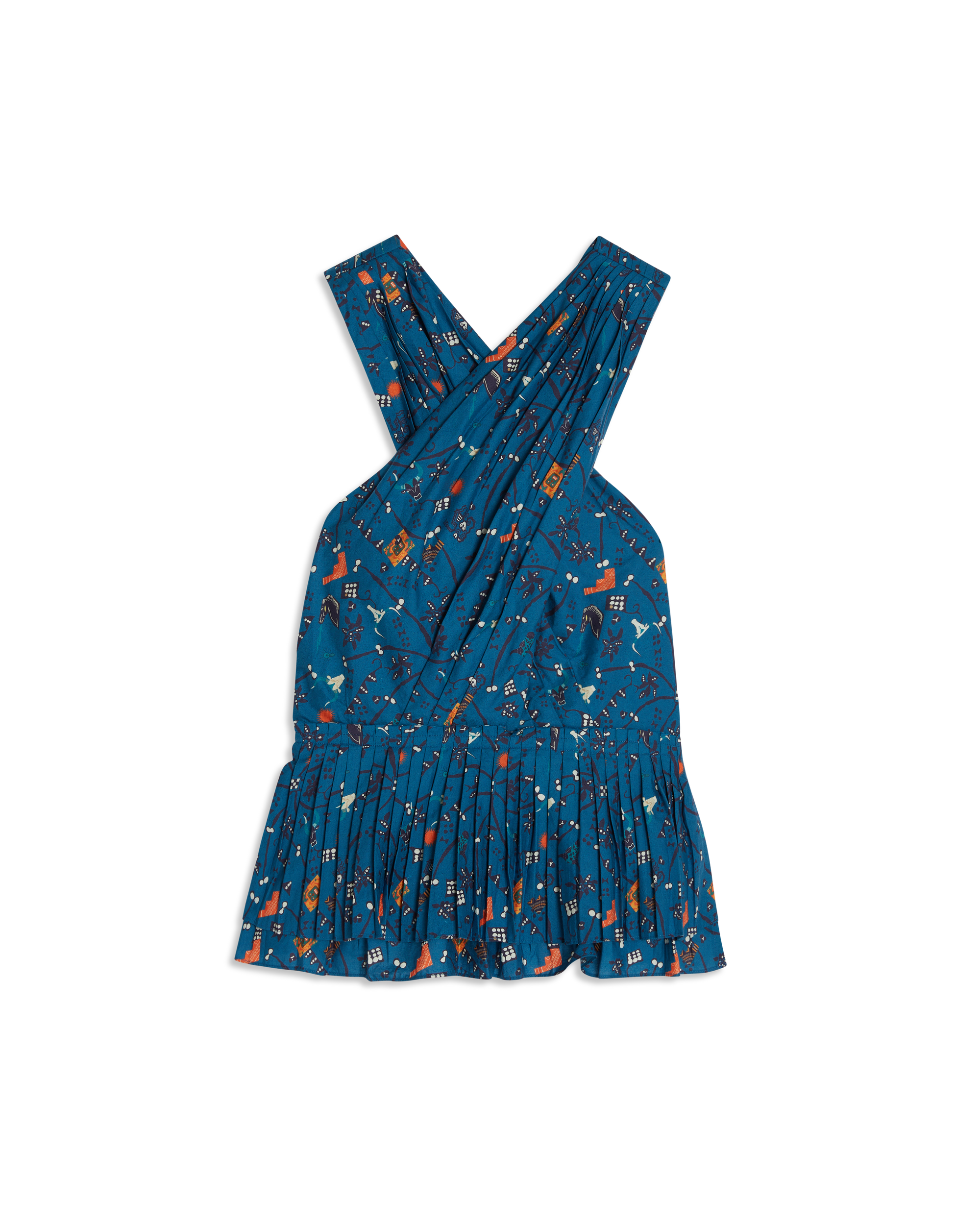 Draped cross-neck top - Blue