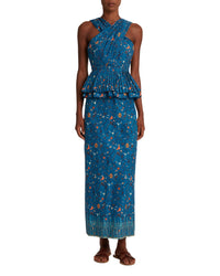 Draped cross-neck top - Blue