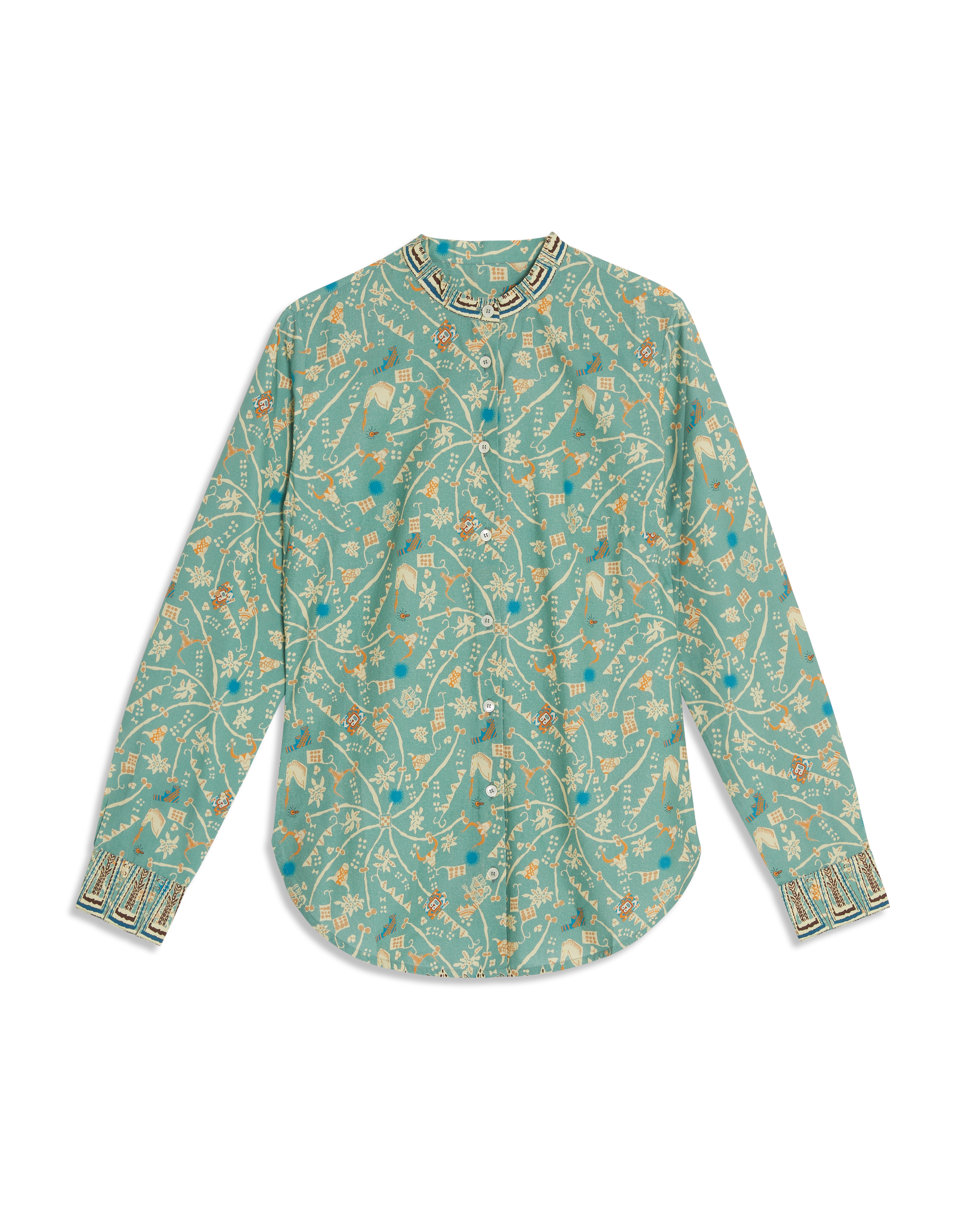 Officer-collar blouse - Teal
