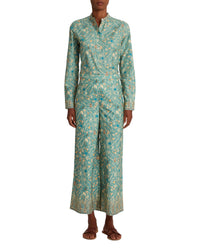 Officer-collar blouse - Teal
