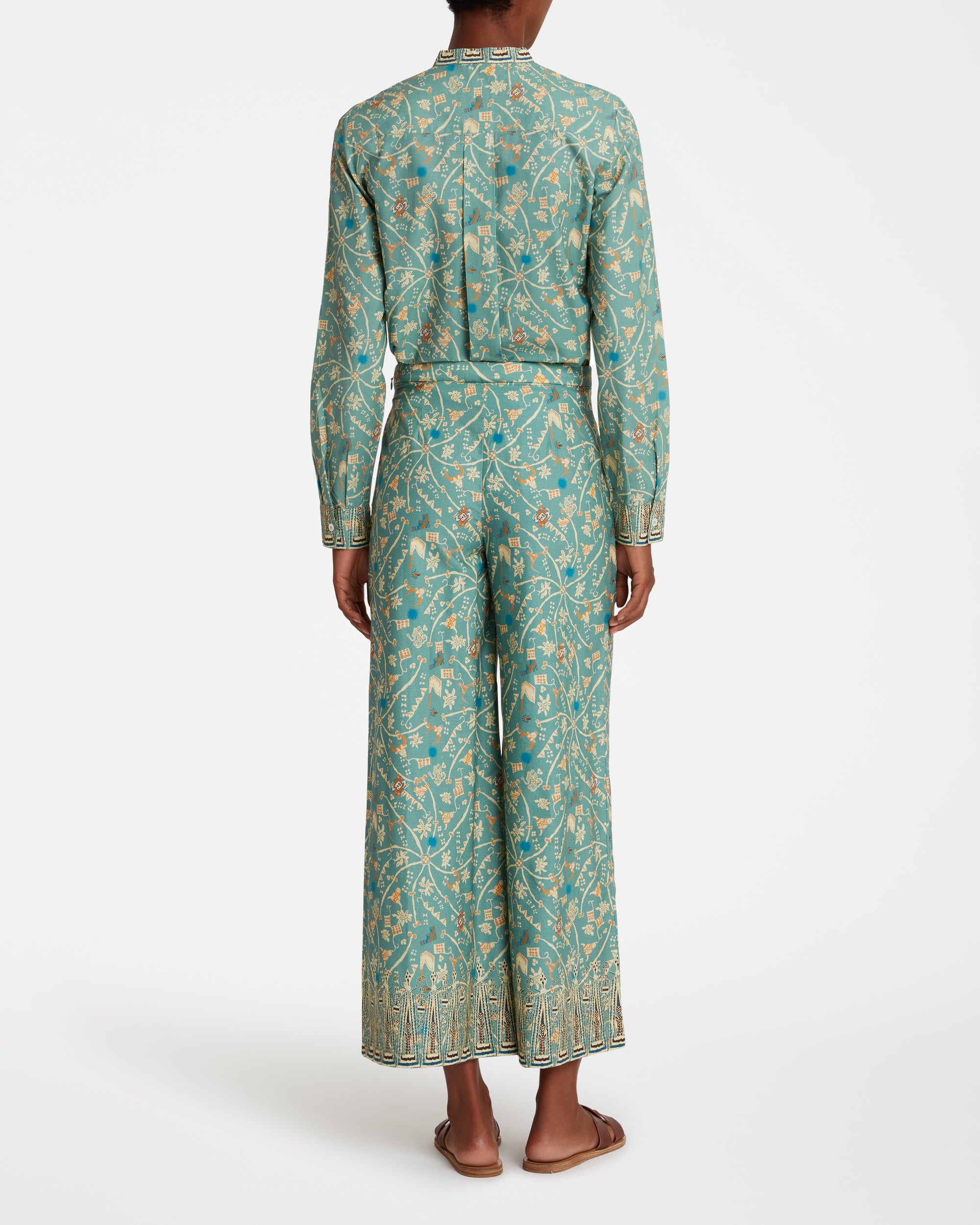 Officer-collar blouse - Teal