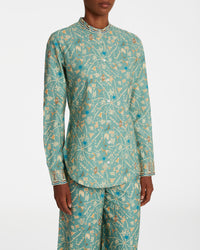 Officer-collar blouse - Teal