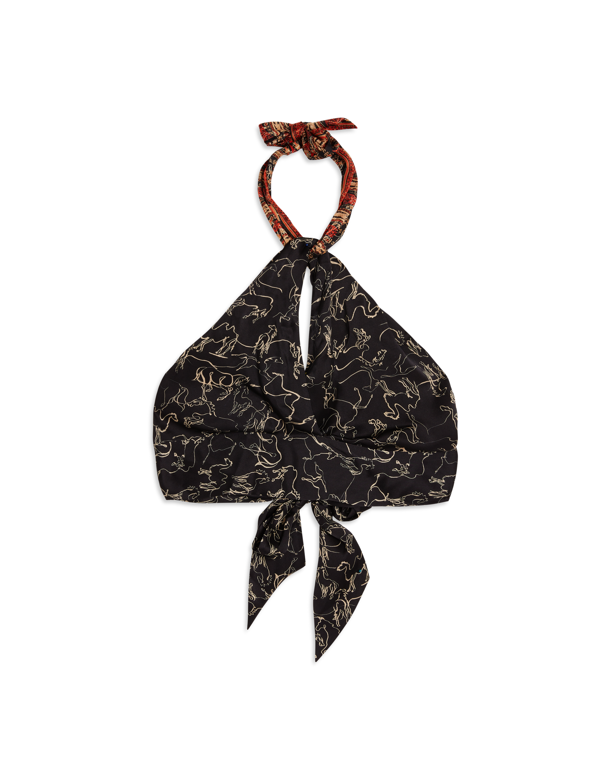 Cropped top with tie - Black