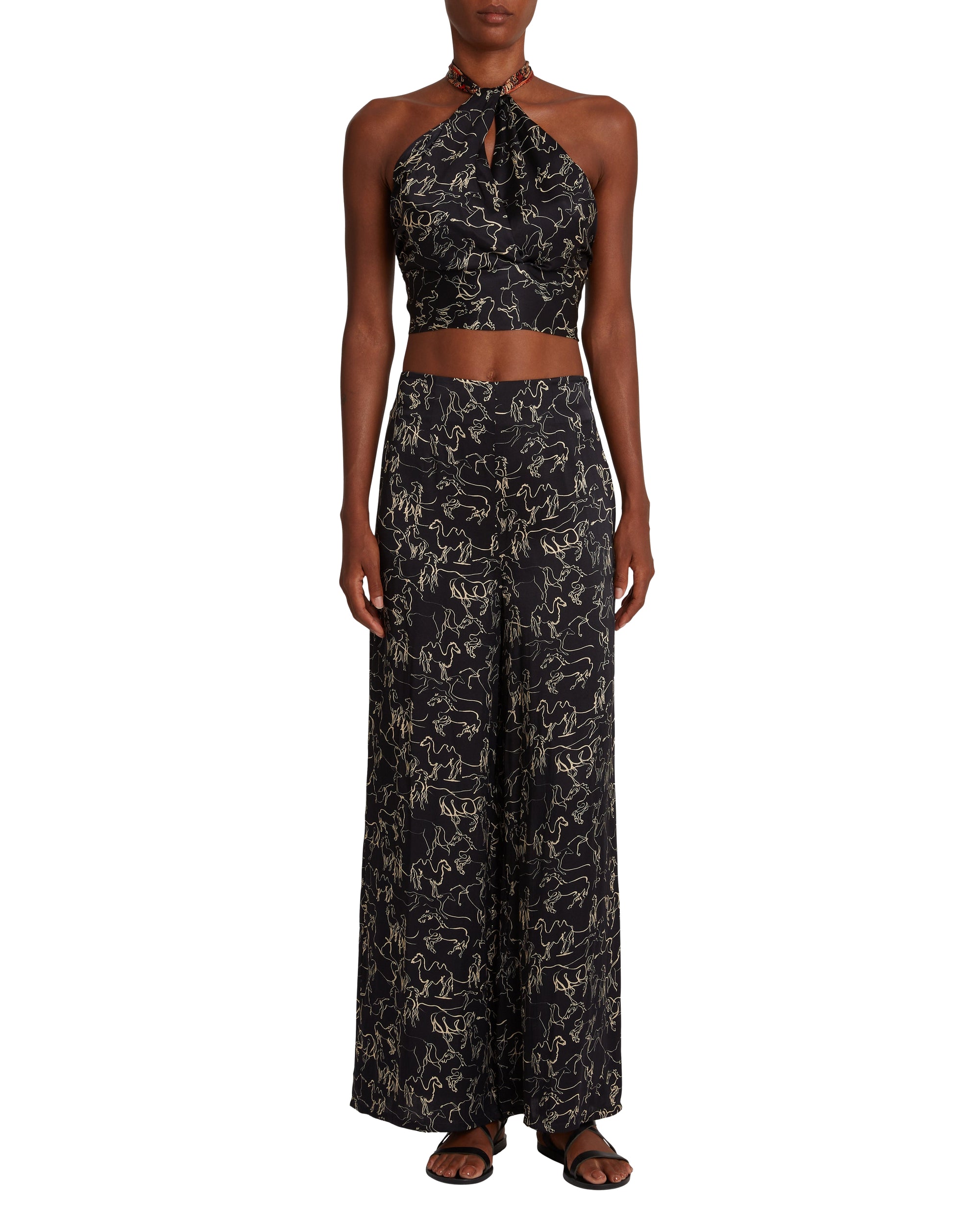 Cropped top with tie - Black