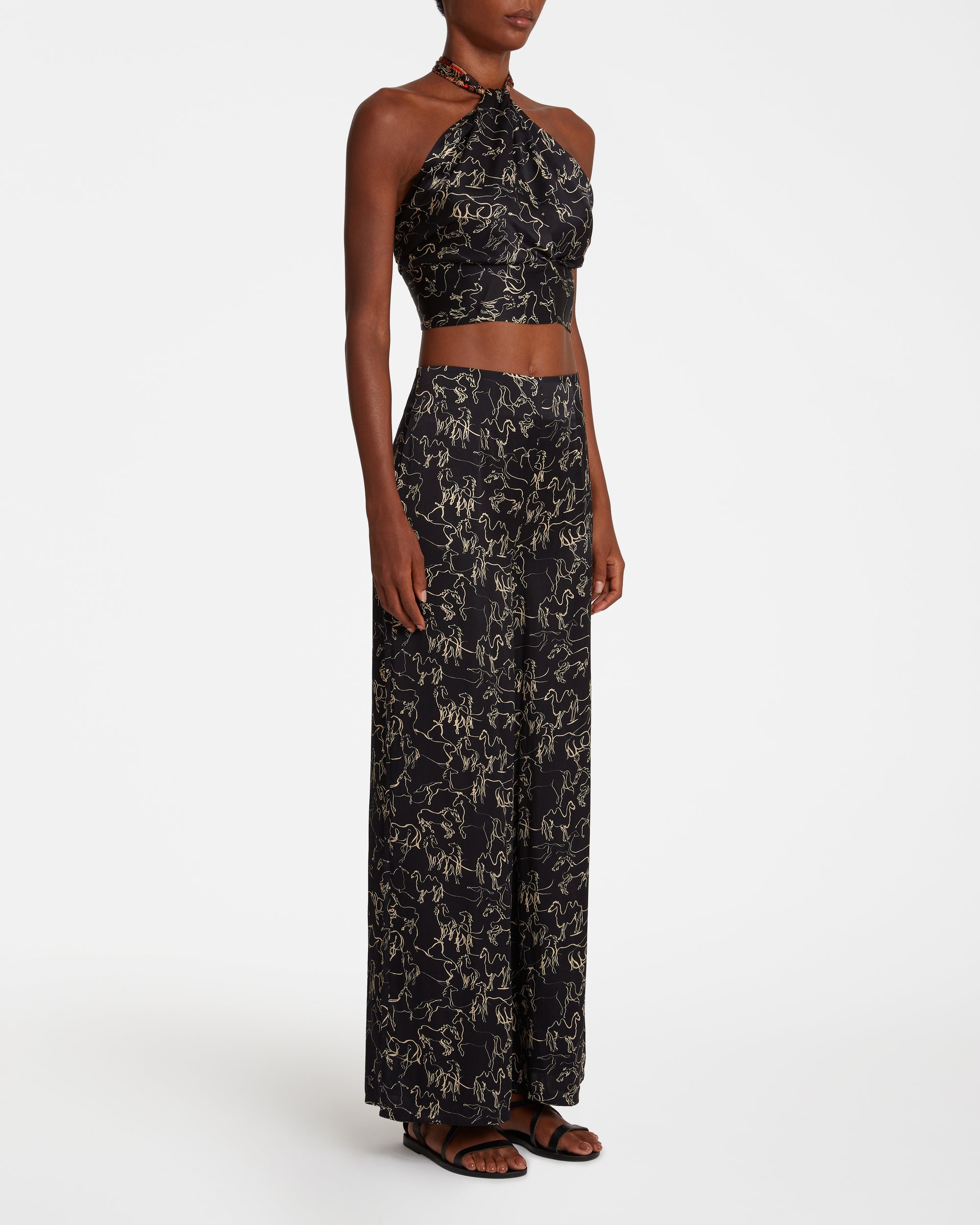 Cropped top with tie - Black