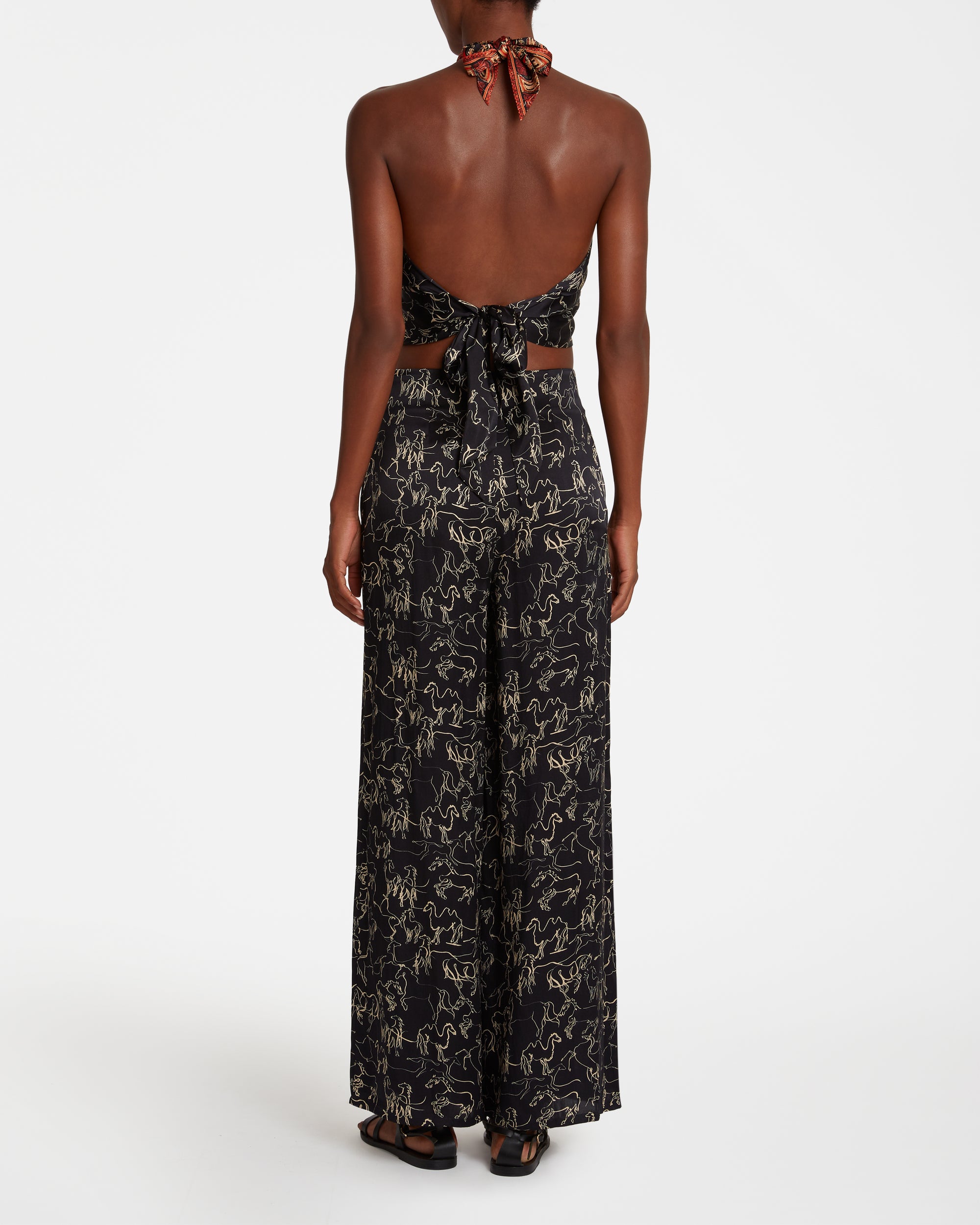 Cropped top with tie - Black