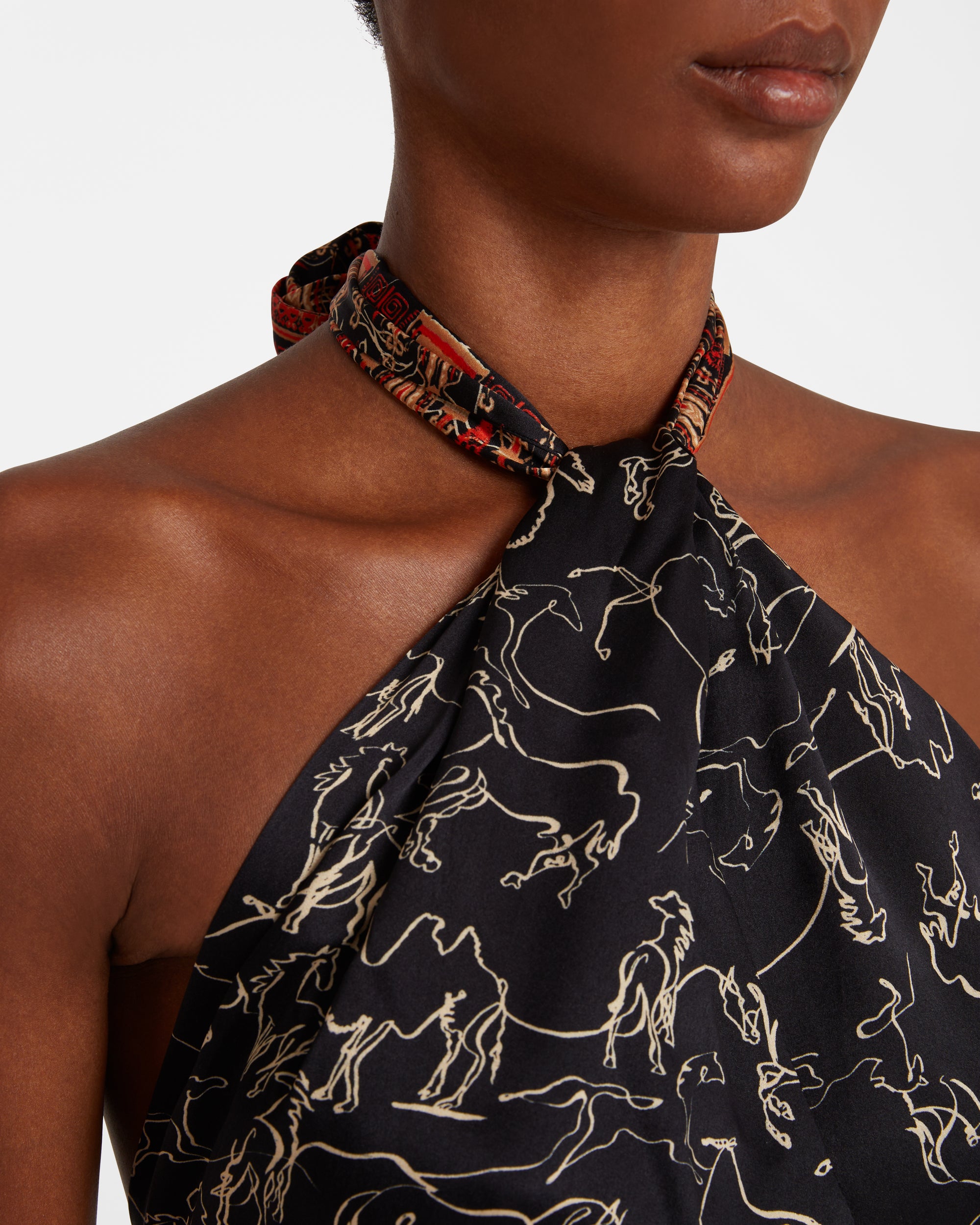 Cropped top with tie - Black