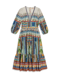Robe midi à col V - Blue