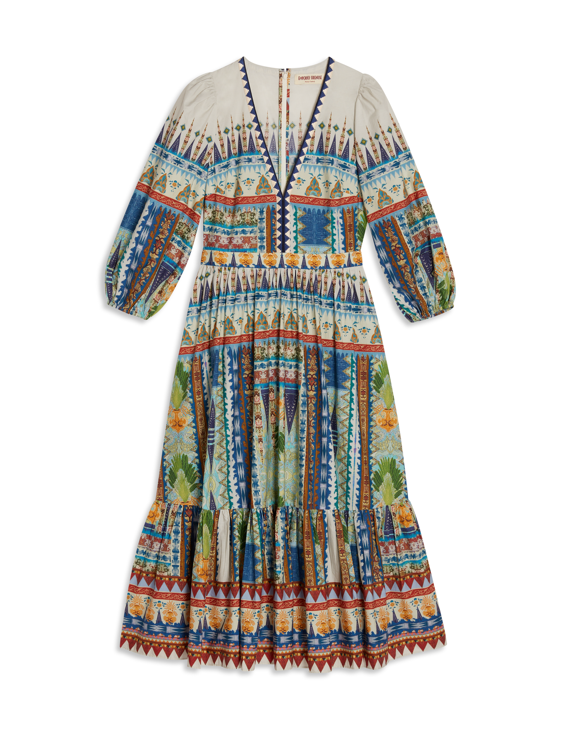 Robe midi à col V - Blue