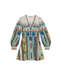Robe courte à col V - Blue