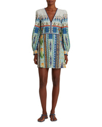 Robe courte à col V - Blue