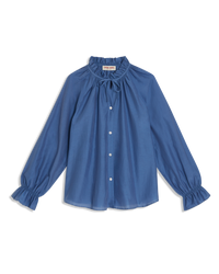 Ruffled collar blouse - Blue