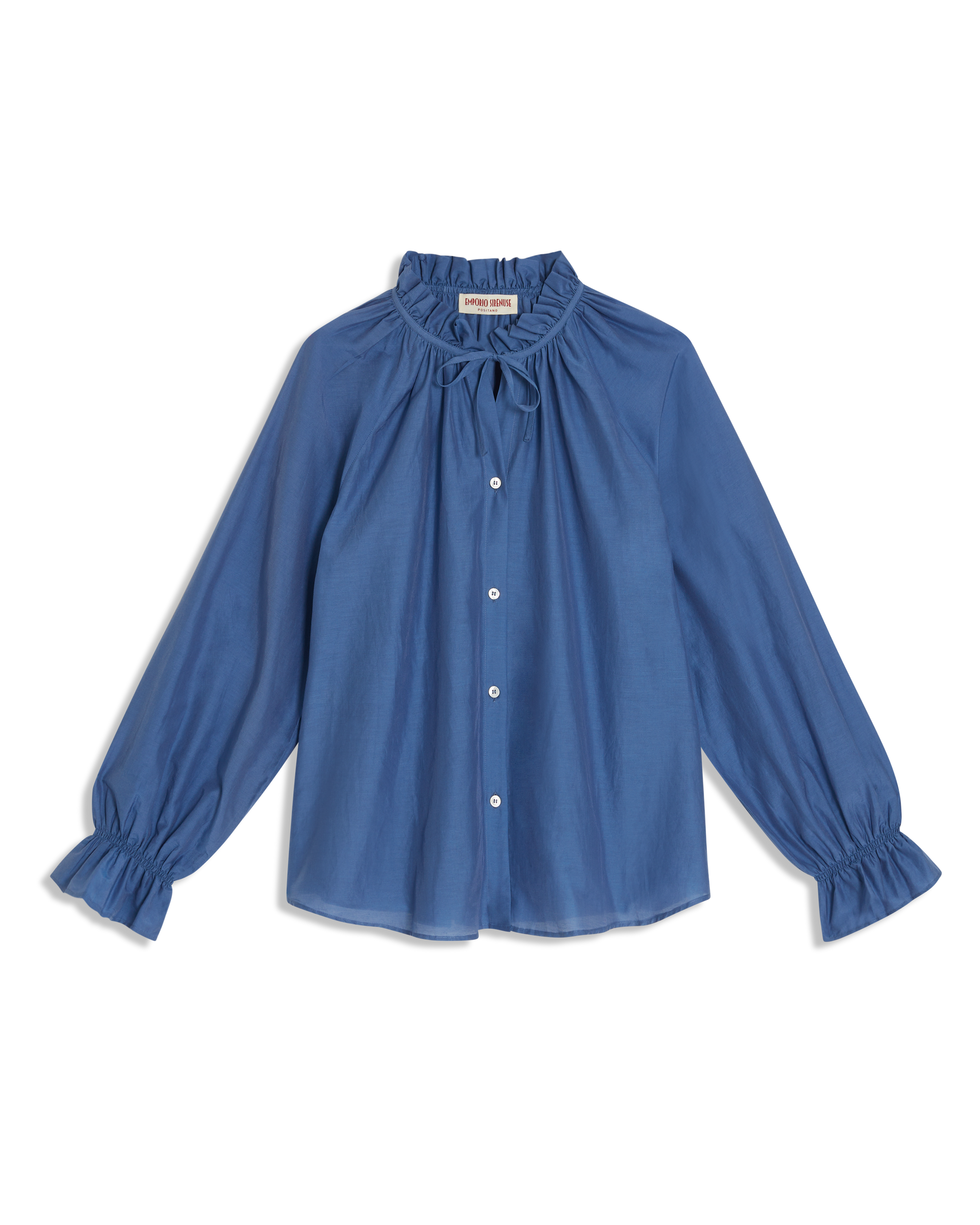 Ruffled collar blouse - Blue