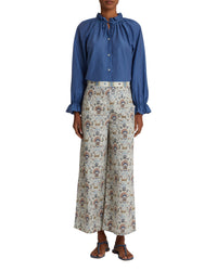 Ruffled collar blouse - Blue