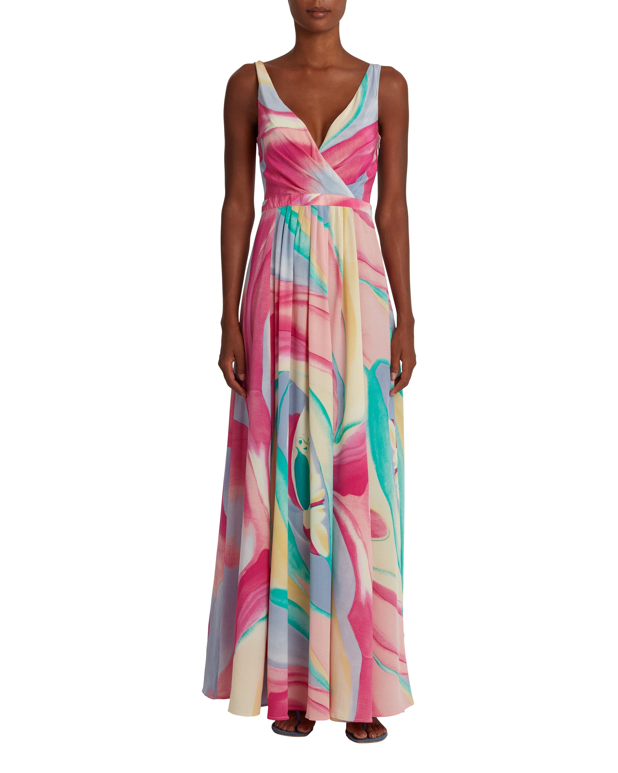Robe longue à col V - Lilac