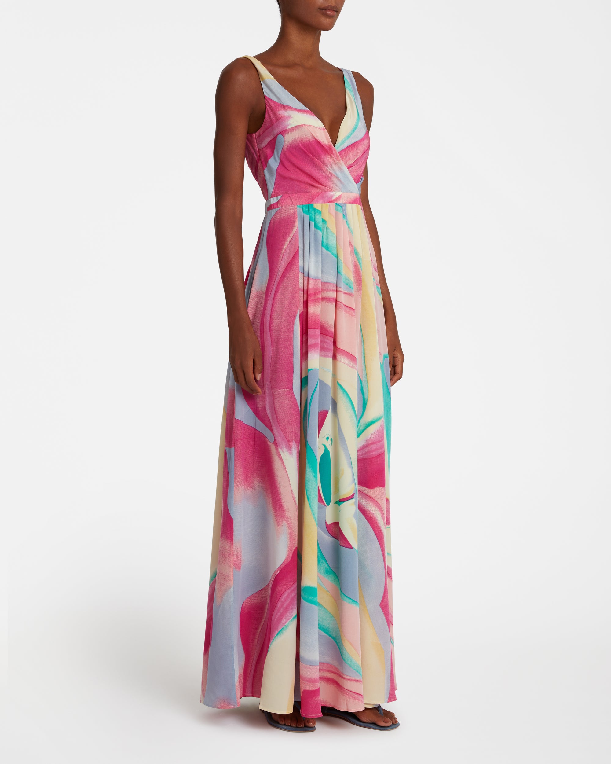Robe longue à col V - Lilac