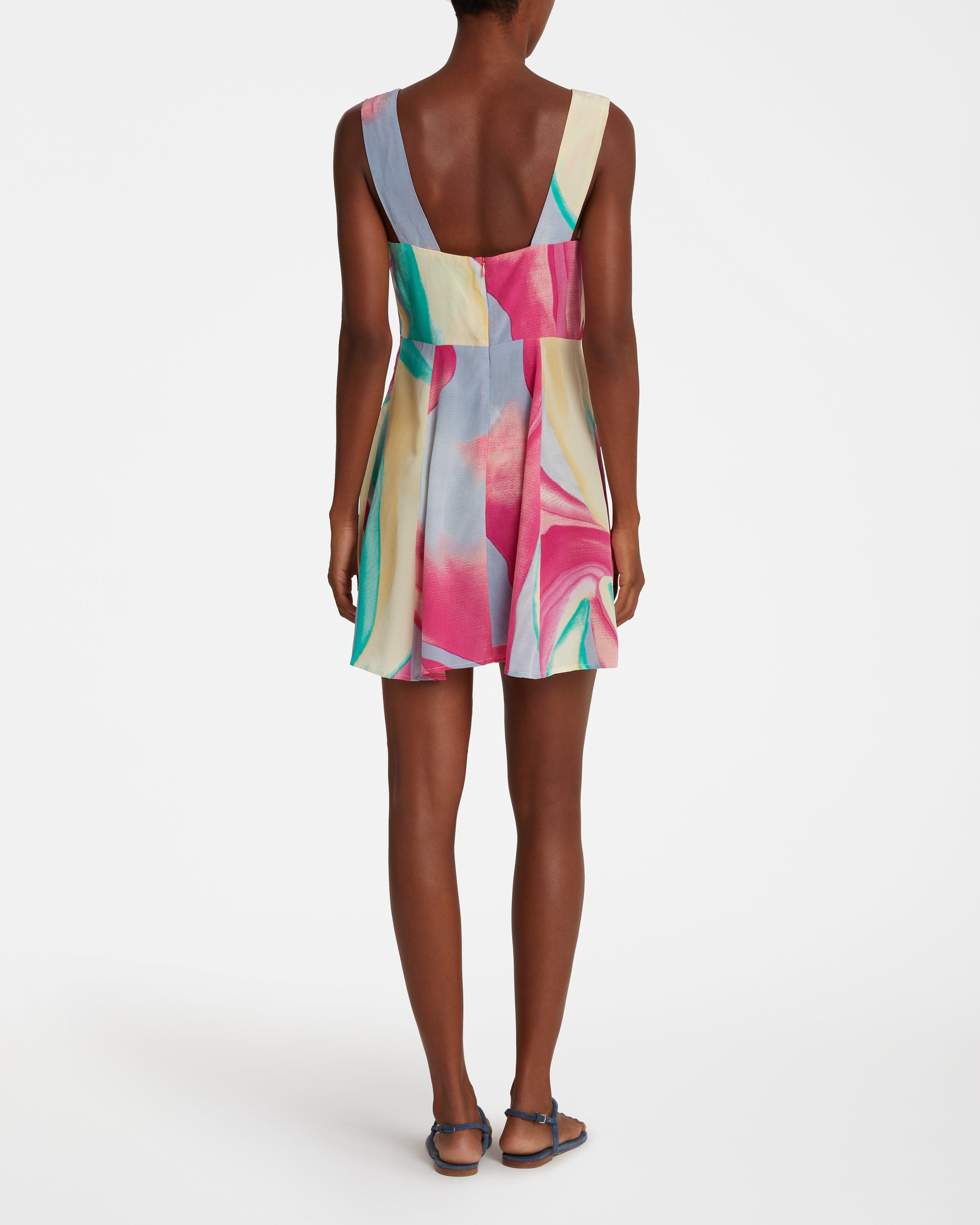 Robe courte à col V - Lilac