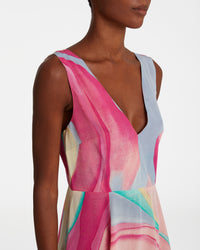 Robe courte à col V - Lilac