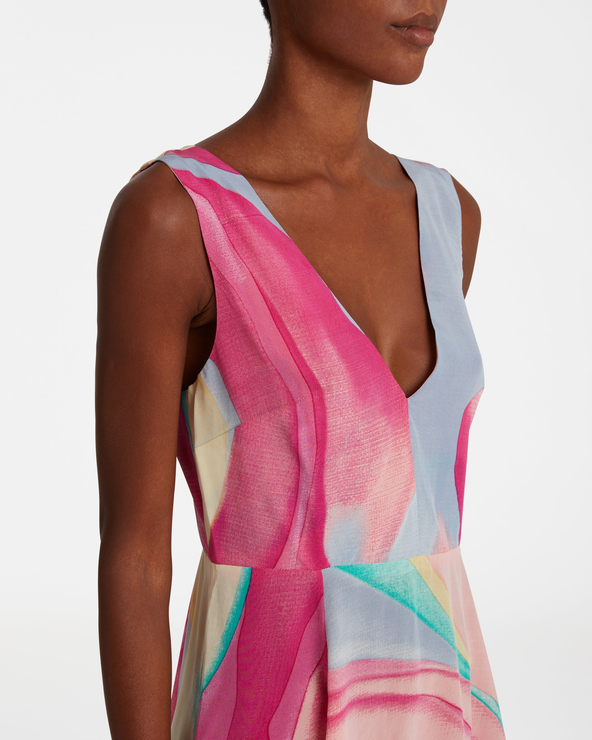 Robe courte à col V - Lilac