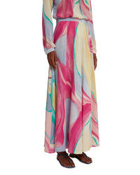 Printed flowing long skirt - Lilac
