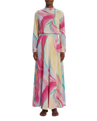 Printed flowing long skirt - Lilac
