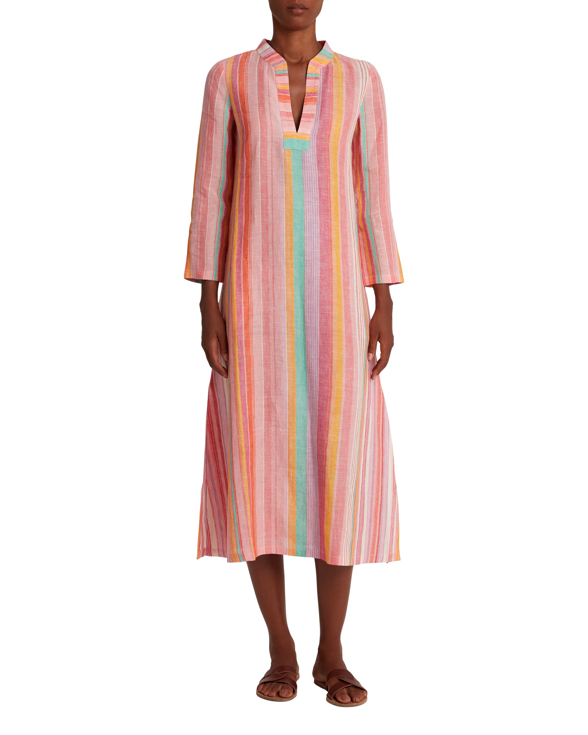 Long striped caftan - Pink