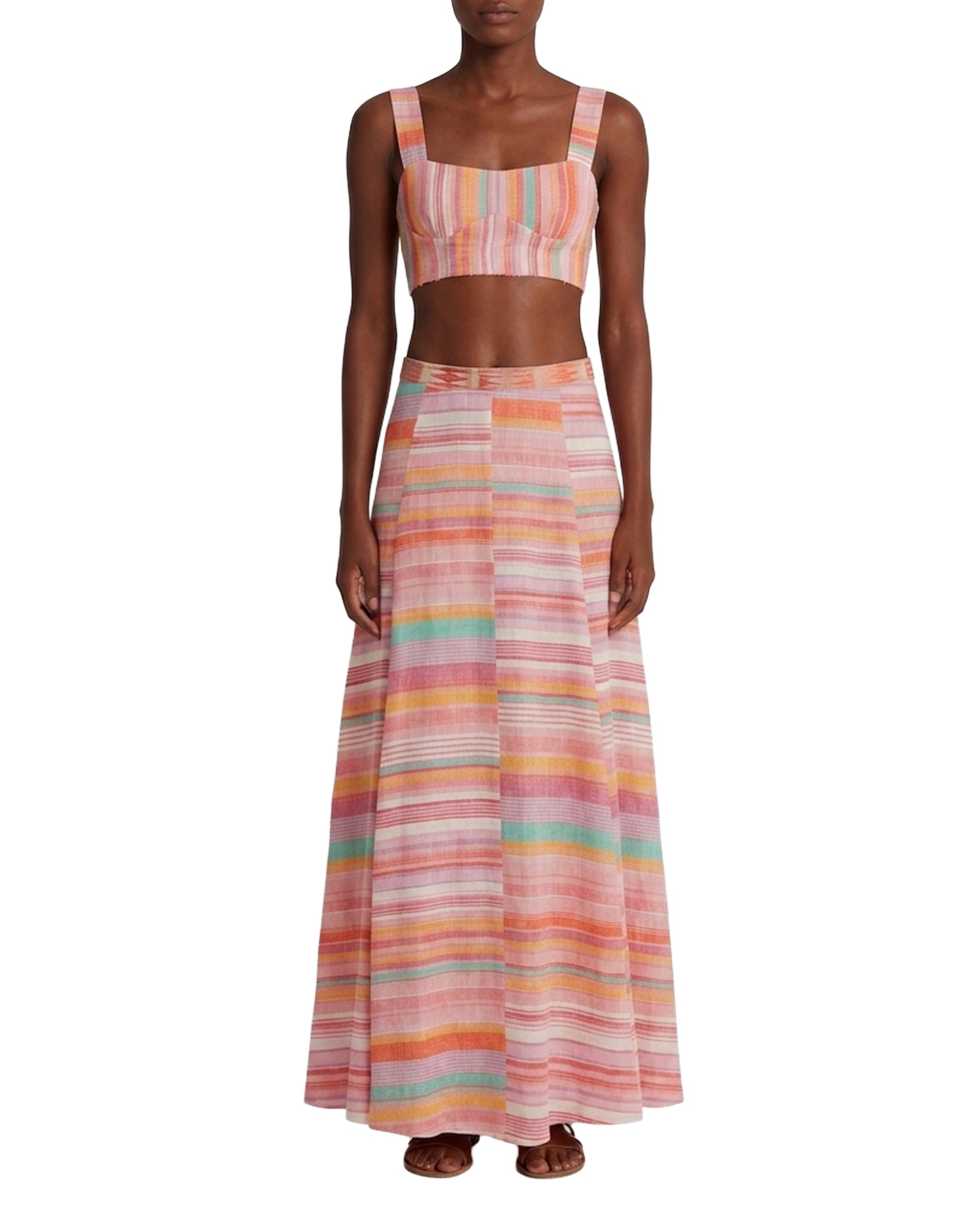 Long flowing skirt with print - Pink
