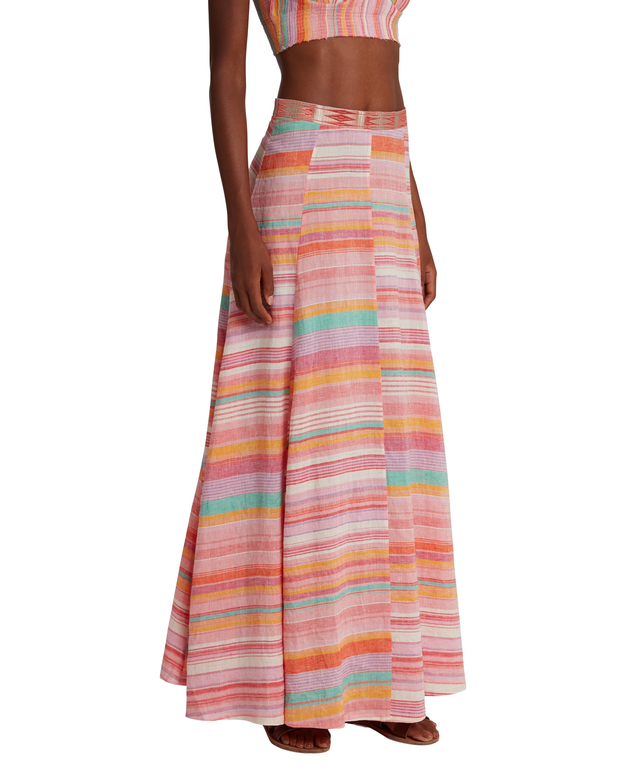 Long flowing skirt with print - Pink