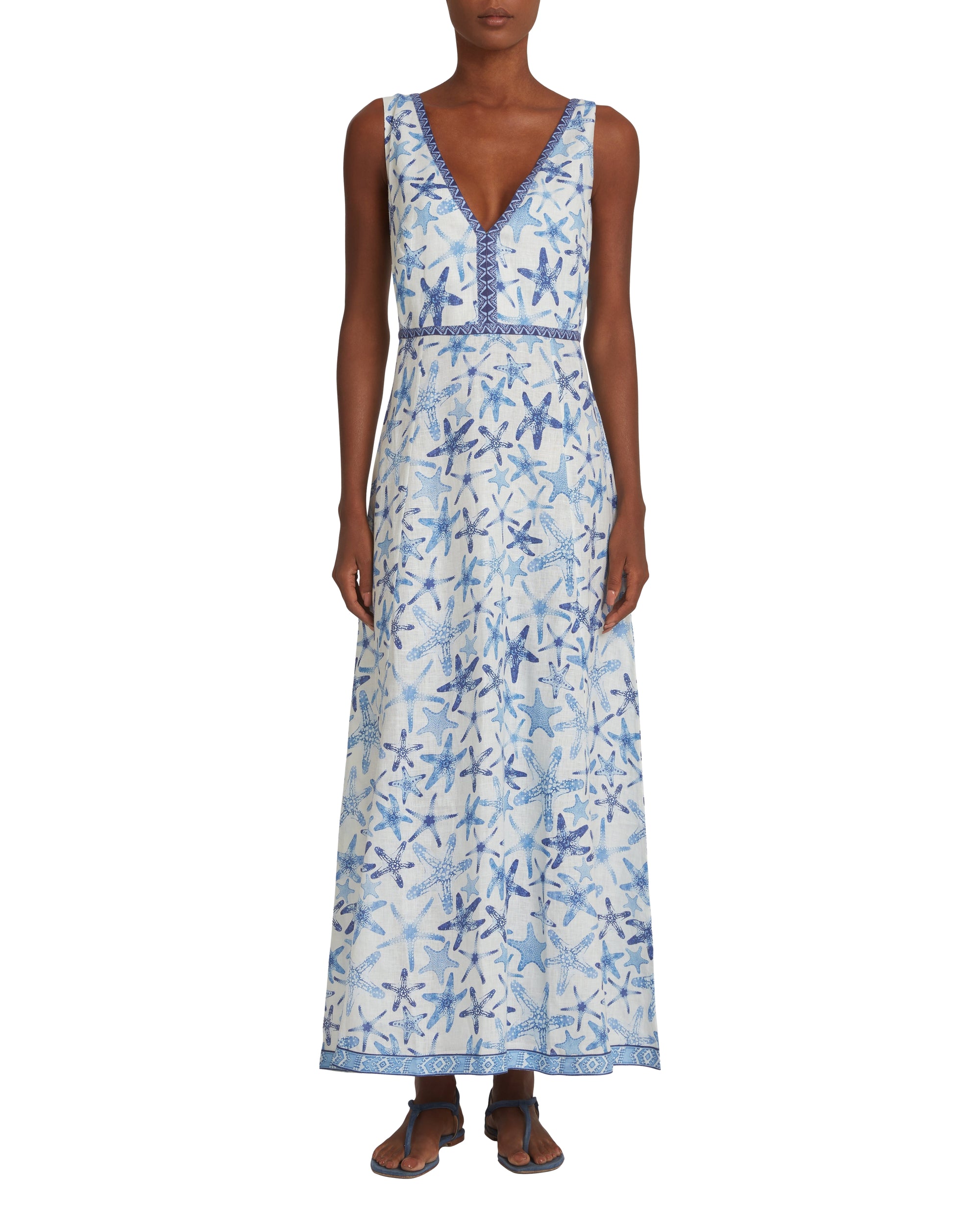 V-neck maxi dress - Blue