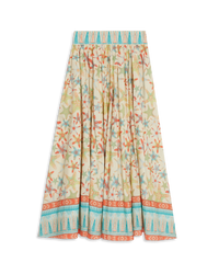 Long flowing skirt with print - Coral