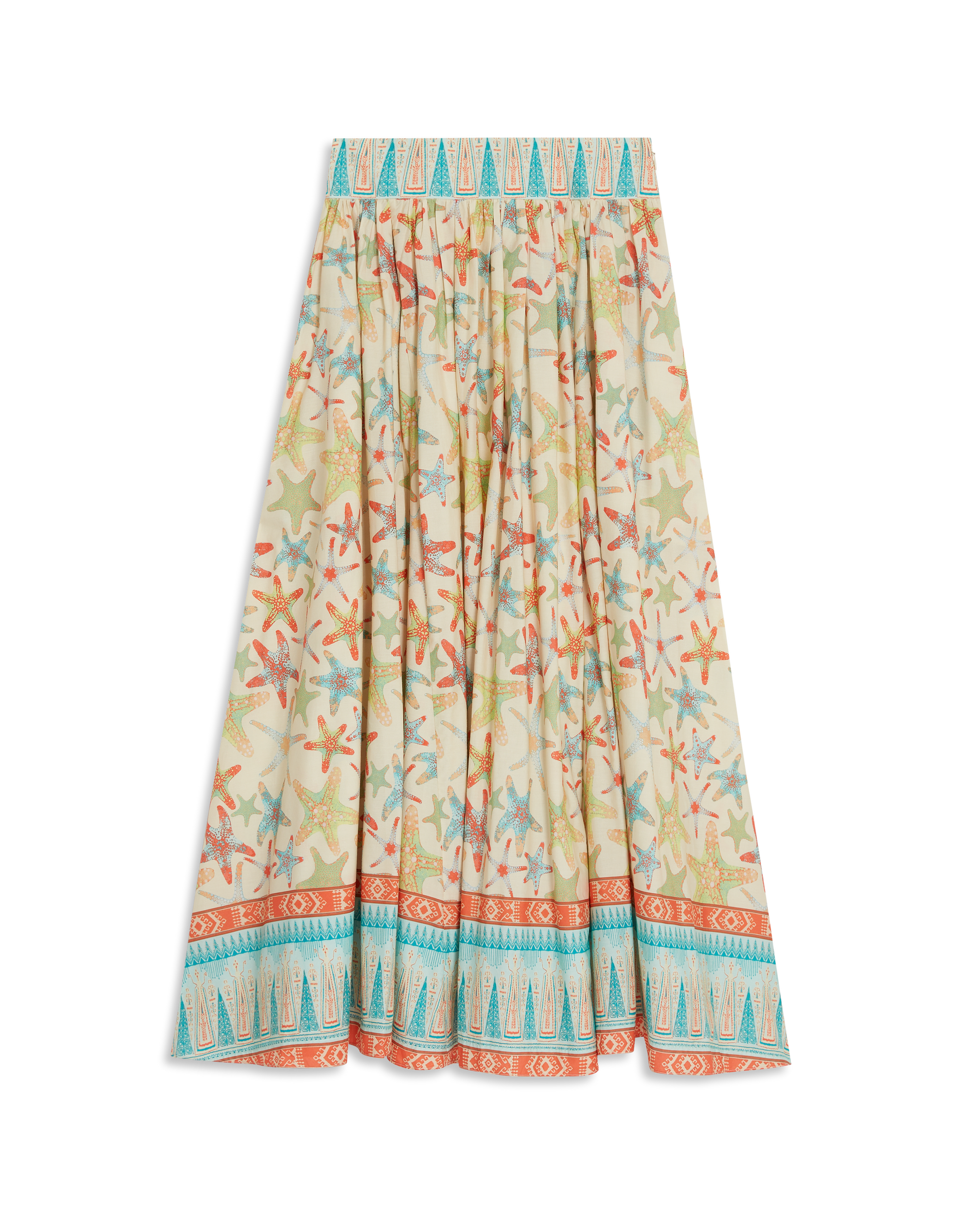 Long flowing skirt with print - Coral