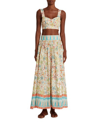 Long flowing skirt with print - Coral