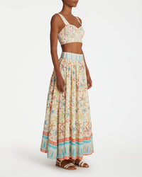 Long flowing skirt with print - Coral