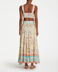 Long flowing skirt with print - Coral